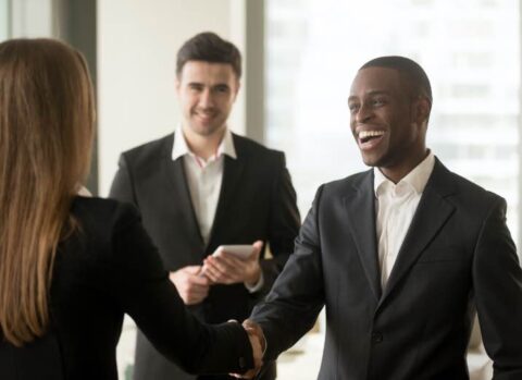 Greeting office team members