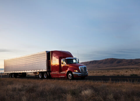 A truck carrying freight