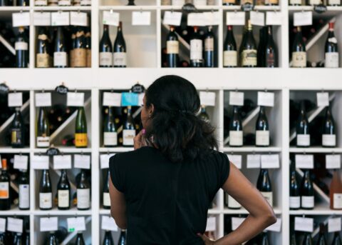 Customer at a wine store