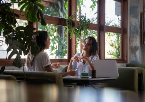 Two female entrepreneurs talking
