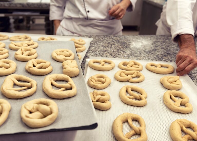 Bakers making pretzels