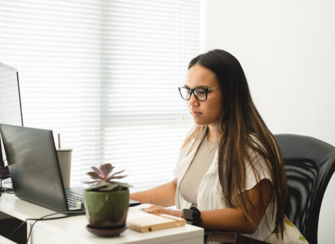 A business owner managing the books.