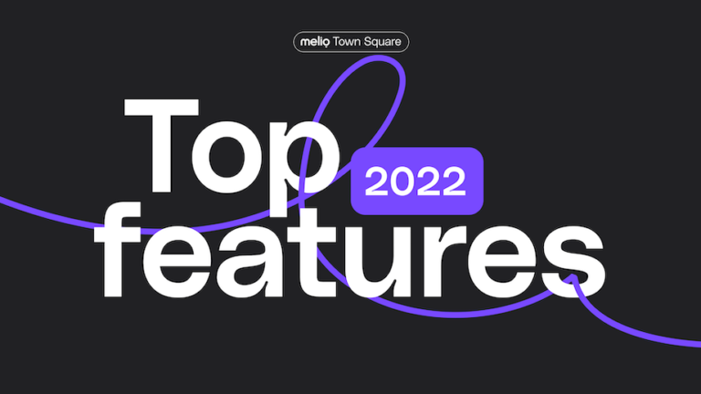 White text over black background reading: Melio Town Square: Top features 2022.