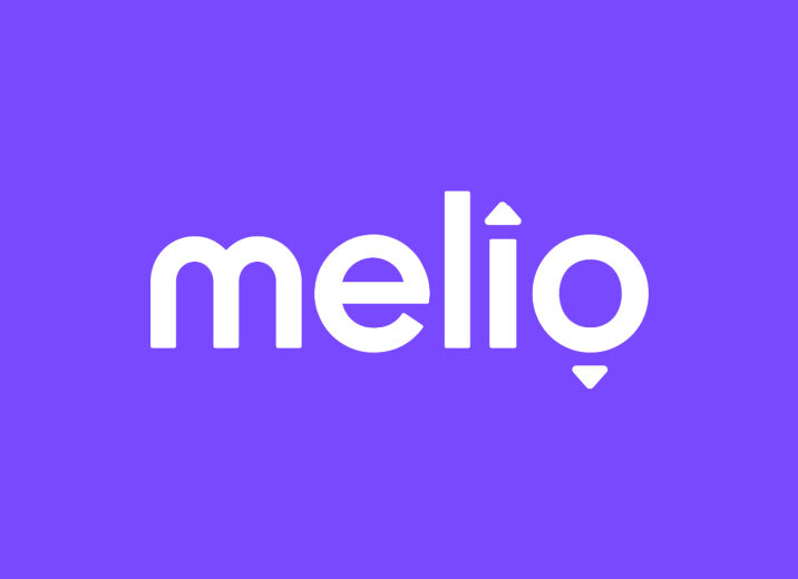 Melio’s logo in white over a purple background.