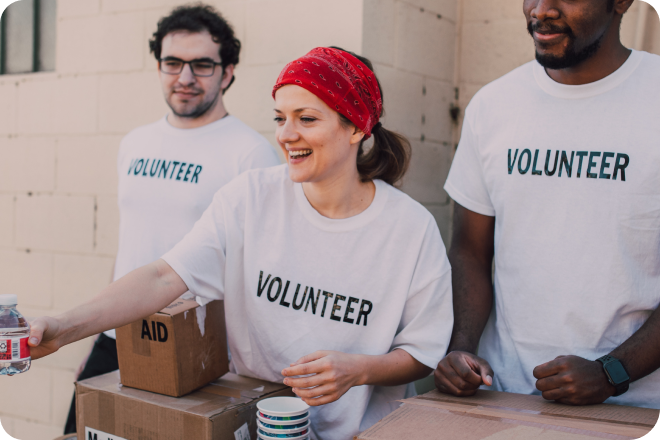 Three workers of a nonprofit organization.