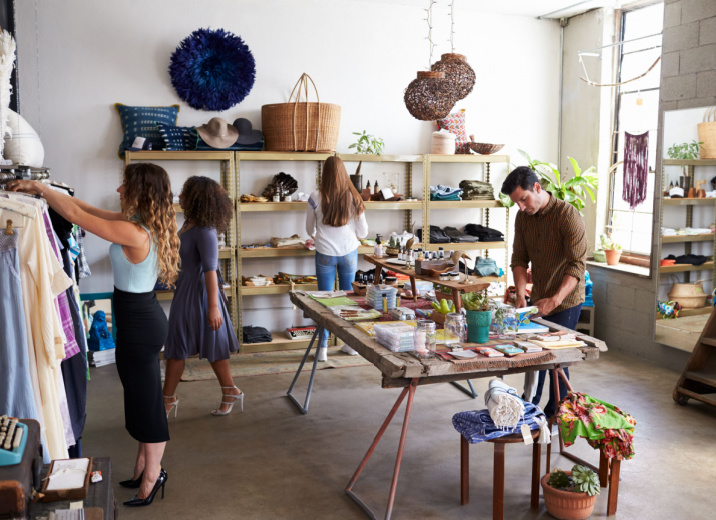 Shoppers at a local boutique shop during Small Business Saturday.
