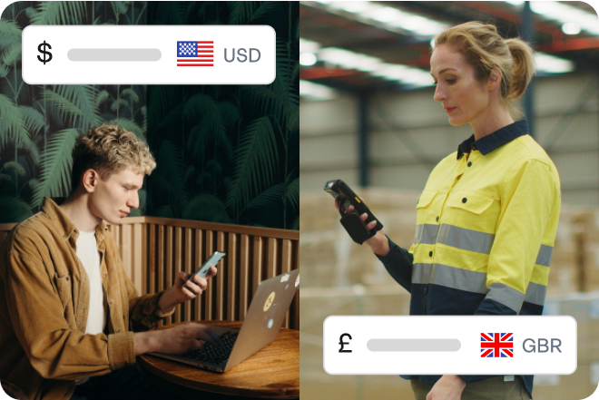 Business owners making international payments.