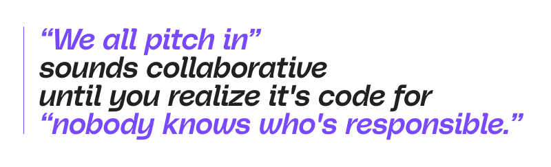 A graphic featuring a vertical purple line and italicized text about accountability.